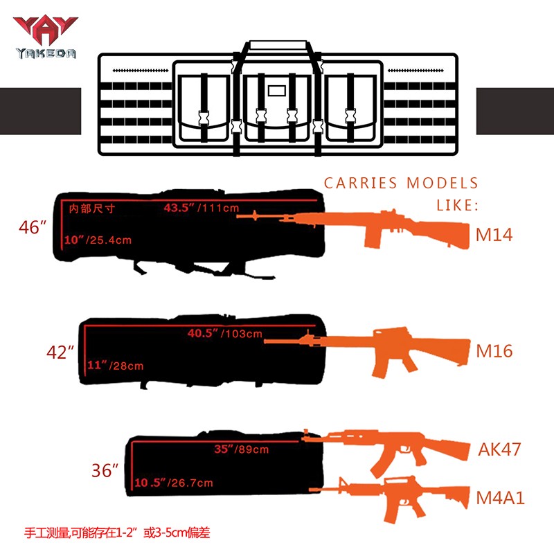 Mochila multifunción para rifle bloqueable, 36, 42, 46 pulgadas, para exteriores, senderismo, Camping, Molle, bolsa táctica para pistola