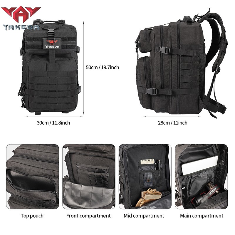 Mochila militar táctica, mochila impermeable para senderismo, bolsas de día Molle para portátiles, bolsas militares