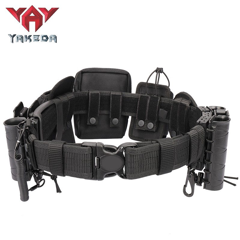 Cinturón de nailon multifunción de combate, cinturón de trabajo táctico con bolsas, accesorios para policía