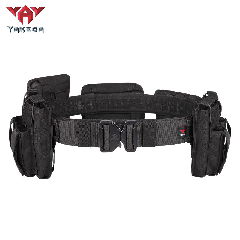 Cinturón táctico ajustable compatible con MOLLE con accesorios